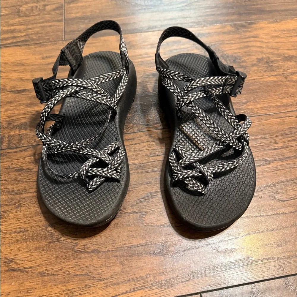 Chaco Black and Gray Strappy Sandals